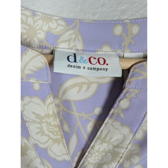 Denim & Company Floral Button Up Blouse Large - Picture 3 of 7
